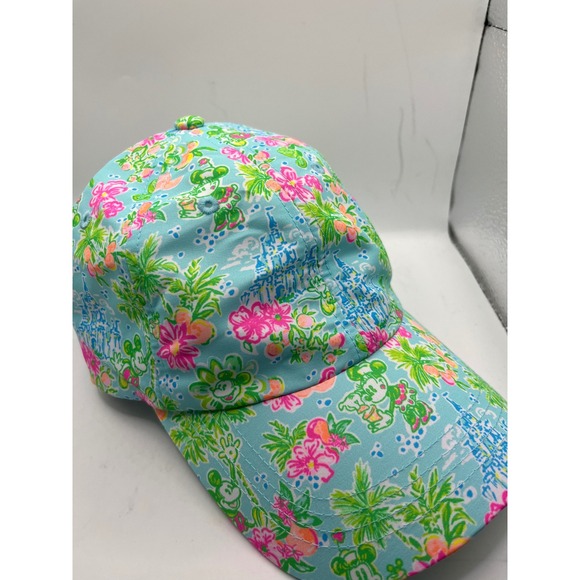 Disney x Lilly Pulitzer Baseball Cap Mickey Mouse Floral Print Blue Adjustable - Picture 2 of 8